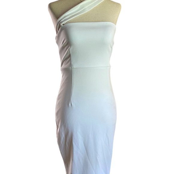 Olia Dress Women Small White One Shoulder Split Thigh Cocktail Bodycon Nightclub - Picture 1 of 16
